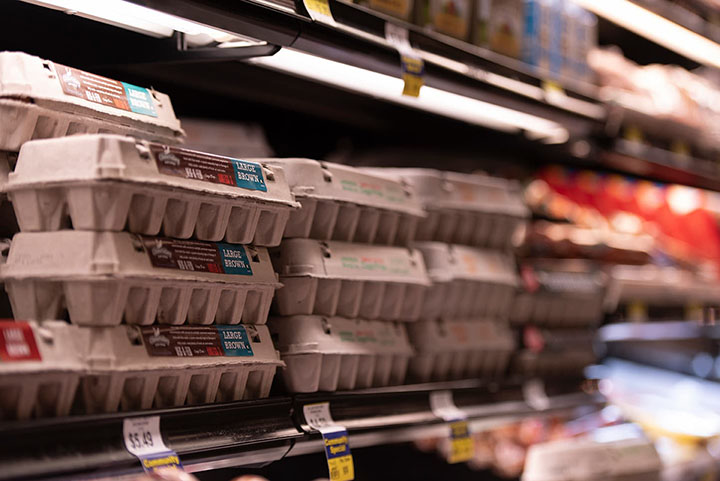 Egg cartons at the grocery store