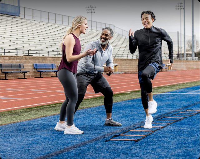 A group of trainers exercising