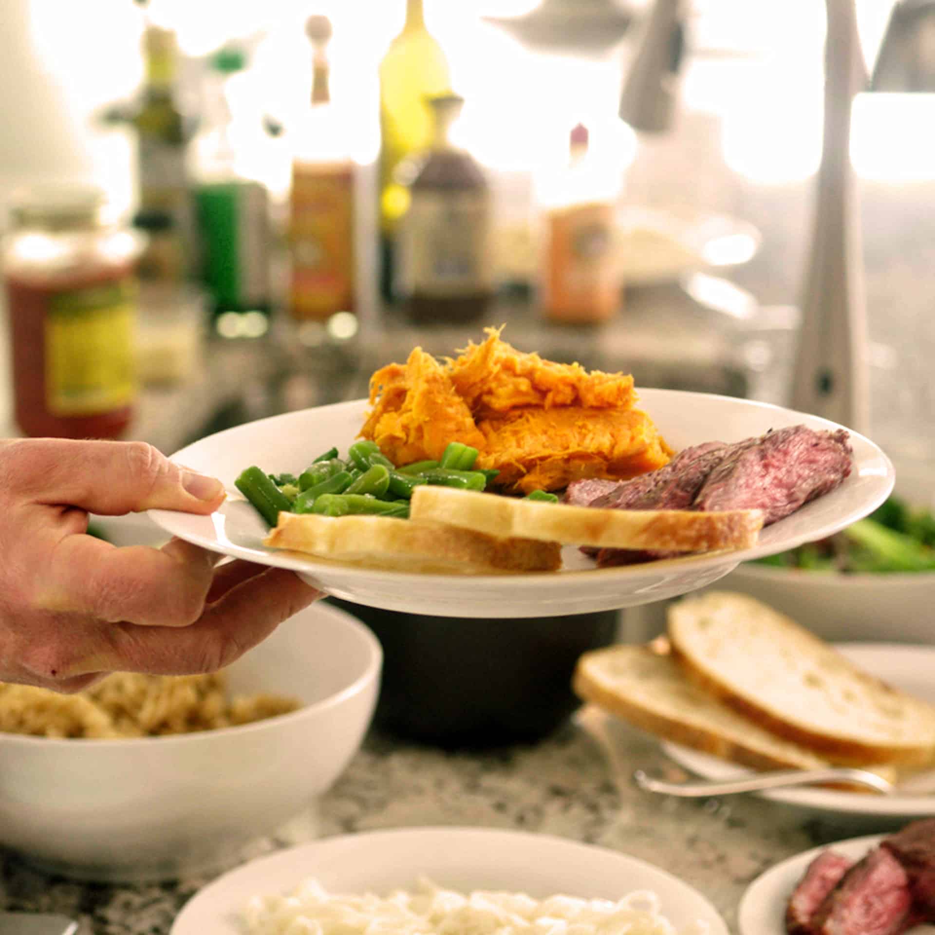 Plate of assorted healthy foods