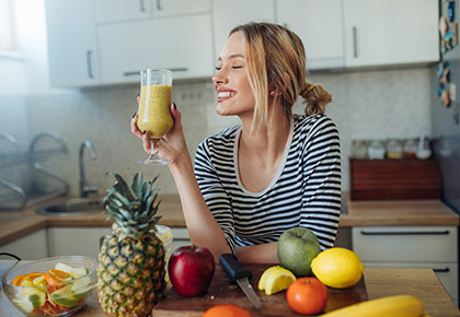 Woman enjoying a smoothie